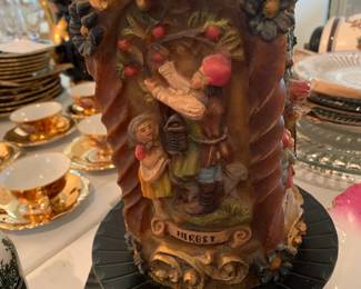 #97 Dhandbemah 8 inch tall candle german on stand $20.00