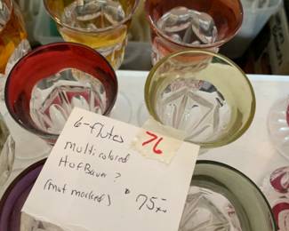 #76 6 Fluted Multi color Hofbauer 7 in tall $75.00