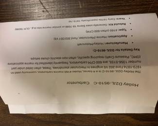 #45 Holley D2JL-9510-C Carburetor $25.00