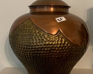 #115 Brass and Copper Urn - 10" Tall $25.00