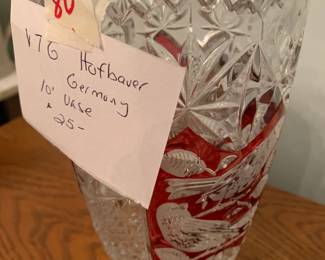 #80 vintage Hofbaur germany 10 inch vase with birds on side $25.00