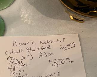 #94 Vtg. Bavaria Waldershof Cobalt Blue & God (Tea Set) - 23pc Mixed Set $200.00