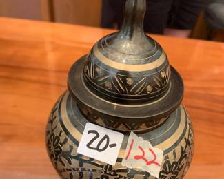 #122 Ginger Jar - Black and Brass - 9x25" $20.00