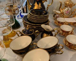 #94 Vtg. Bavaria Waldershof Cobalt Blue & God (Tea Set) - 23pc Mixed Set $200.00