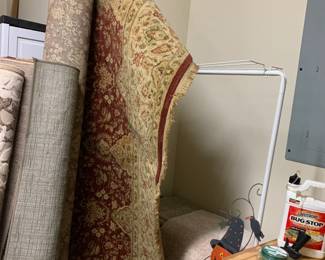 #57 Machine made wool rug 7x10 ft Burgandy and Tan $75.00