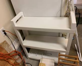 #42 Plastic shelves 30x11x37" White w 3 shelves $20.00