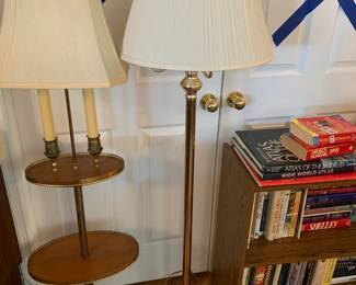 #22 Brass floor lamp w 2 built in tables and 2 candle shaped lights 55" tall $75.00 #23 Heavy brass floor lamp 60" tall $75.00