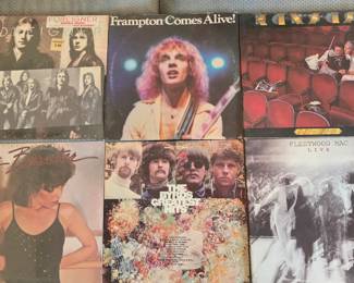 record albums, most are 1970's rock