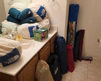 North Face sleeping bags and tents