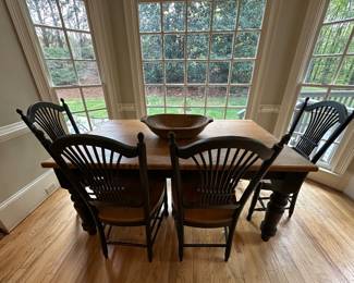 Farm house table with bench and 4 chairs 