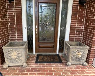Large cement lion planters