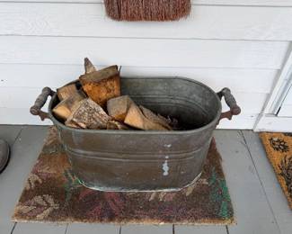 Copper. Wood handles, wash tub