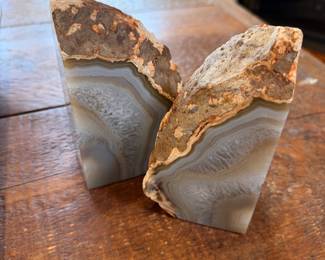 natural agate geode bookends