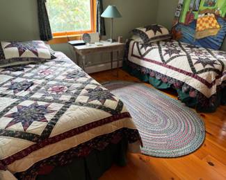 2 Single Beds with country quilts
