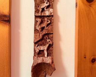 Hand carved animals, 9”