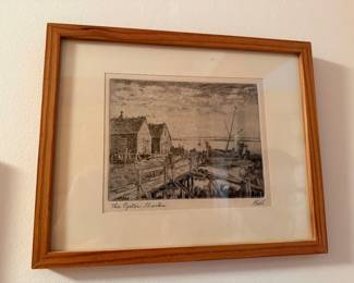 The Oyster Shacks by Albert Edel (1890-1961). Measures 8.5” x 10.75”