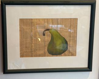 Framed pear, measures 12” x 15”
