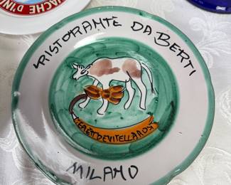 vintage ceramic plate from the Ristorante Da Berti in Milan, Italy