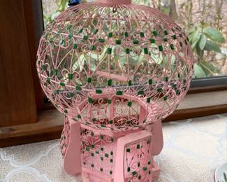 Pretty vintage puff dome topped metal birdcage
