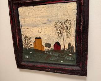 Folk painting on metal. Measures 11.25” x 11.5”