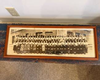 framed vintage black and white photograph of a large school class, dated January 1933.