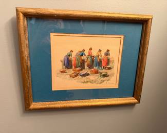 Fabulous Women Washing framed, measures 13” x 10”