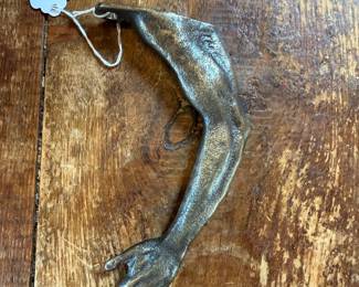 Vintage 1991 Scott Nelles Studios Solid Brass Arm Wall Hook