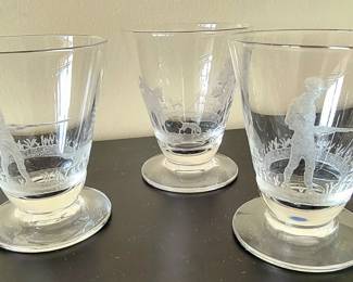 Unique set of hunting-themed footed glasses