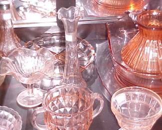 Pink Depression Glass.