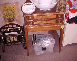 Amish wooden spool Cabinet.