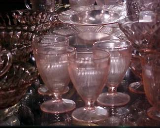 Pink Depression Glass.
