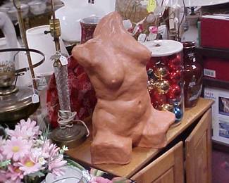 Artwork statue nude female torso.  Beautiful work.