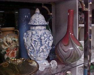 Art glass vase, urn, ewer.