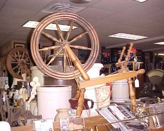 Spinning Wheel, Crocks.