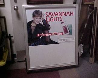 Tobacco Advertising Item.  Metal sign depicting Savannah Lights.