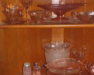 Pink Depression Glass.
