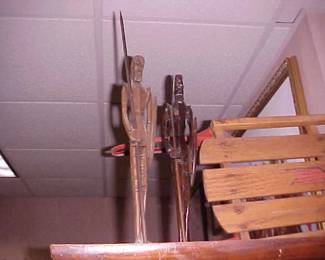 Sled and Wooden figurines.