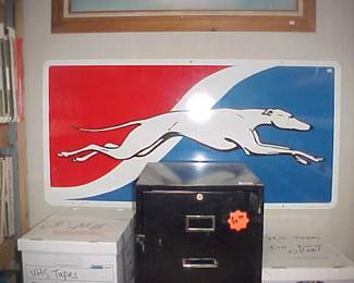 Large 2 sided Greyhound Bus Station Sign.