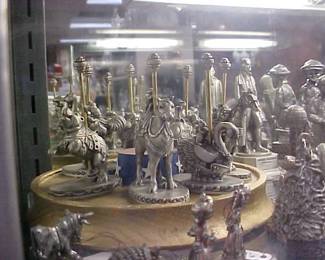 Pewter figurines.