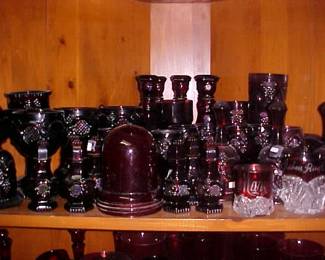 Lots of Ruby glass including Avon, vintage, and cut to clear.