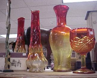 Amberina and Carnival Glass.