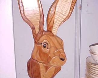 Wooden rabbit created by a master woodworker.