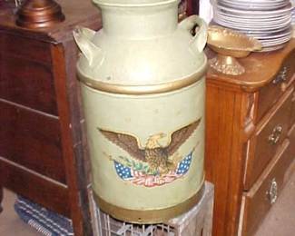 Patriotic Eagle and Flag Painted Milk Can.