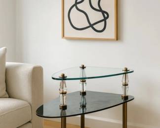 Hollywood Regency Inspired - Two-Tiered Italian Églomisé Side Table