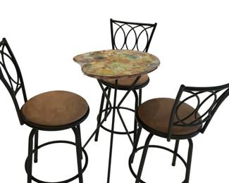 Metal Bistro Art-Inspired Pub Table Set with 3 Swivel Barstools
