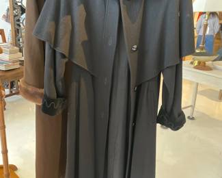 Charles Klein - Vintage Wool Cape Coat with Beaded Collar