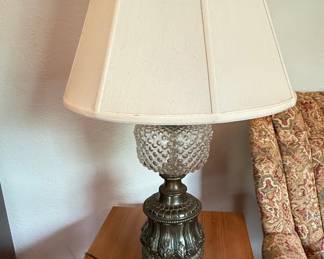 Vintage Hobnail Glass and Metal Table Lamp