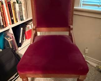 Victorian Eastlake Walnut Side Chair with Velvet Upholstery