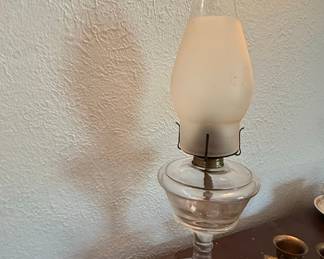 Victorian Style "Eagle" Burner Oil Lamp with Frosted Glass Shade