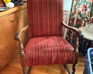 Victorian Striped Upholstered Rocking Chair